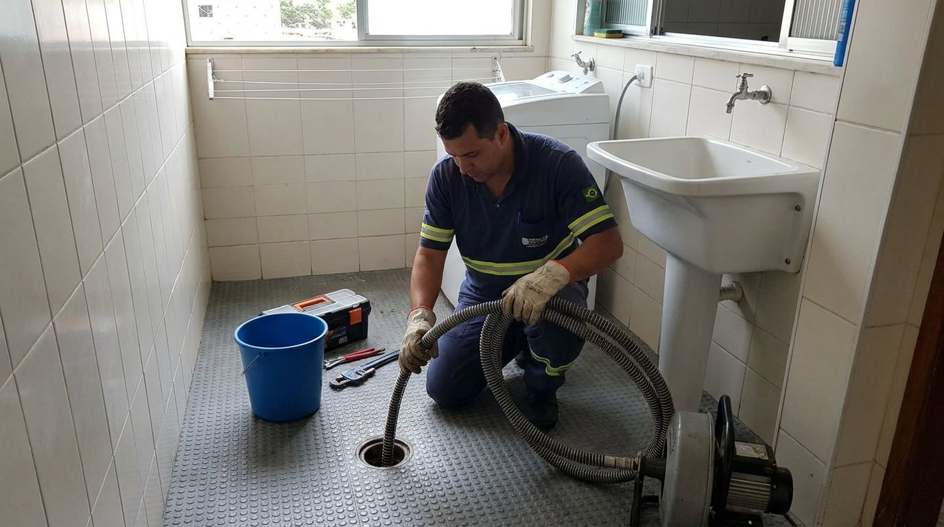 Ponto de Esgoto na Lavanderia em Canoas‑RS